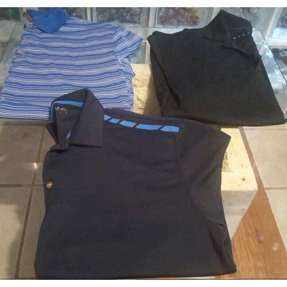3 Pack! Mens Nike Golf Polo Size Large Blue Black Multicolor Fast Ship Nice 👍